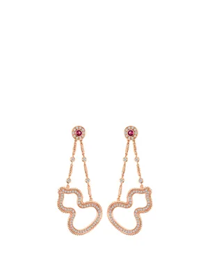 Wulu 18K Rose Gold Earrings With Diamonds And Rubies