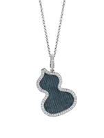 Wulu 18K White Gold Denim Pendant With Diamonds