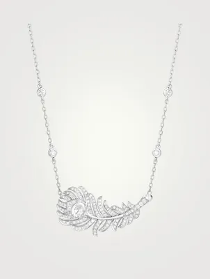 Plume De Paon White Gold Pendant Necklace With Diamonds