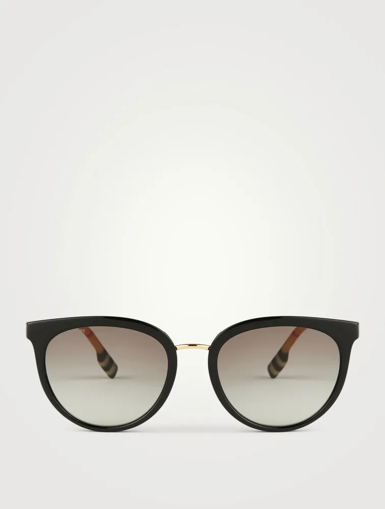 Round Sunglasses With Vintage Check