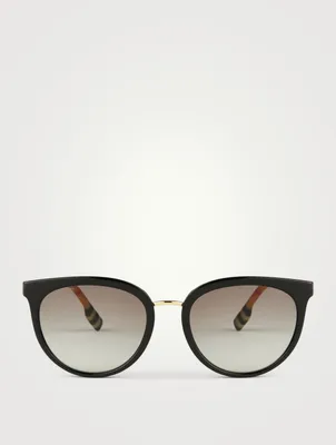 Round Sunglasses With Vintage Check