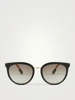 Round Sunglasses With Vintage Check