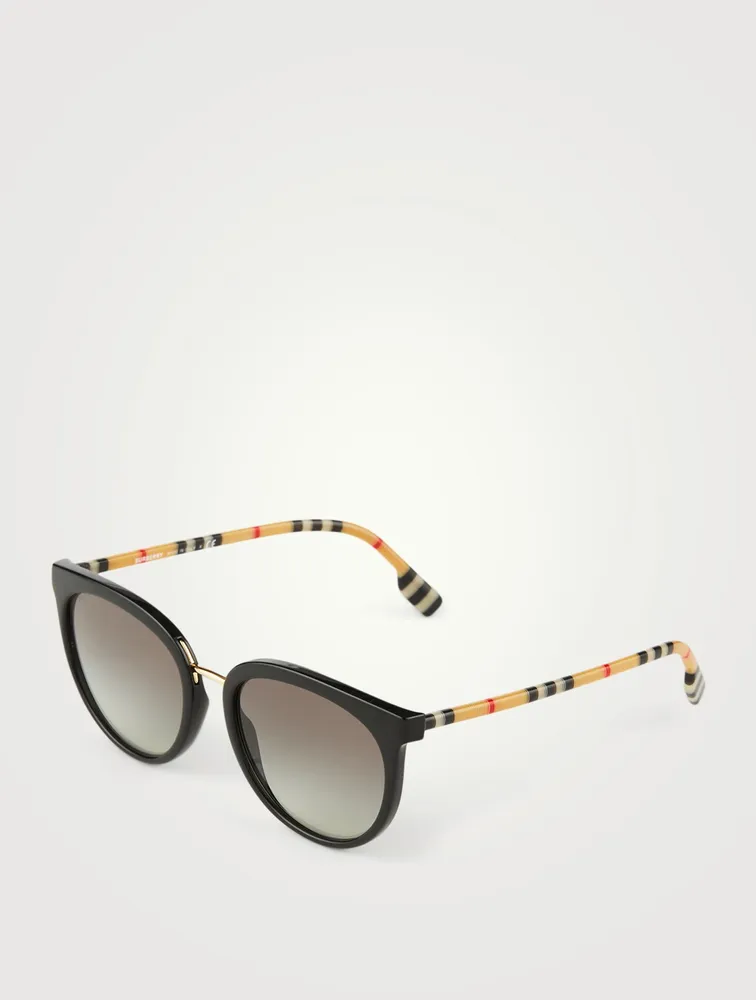 Round Sunglasses With Vintage Check