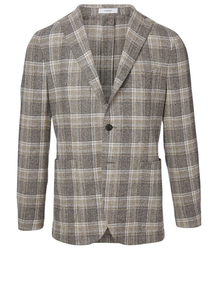 Wool-Blend Jacket Check Print