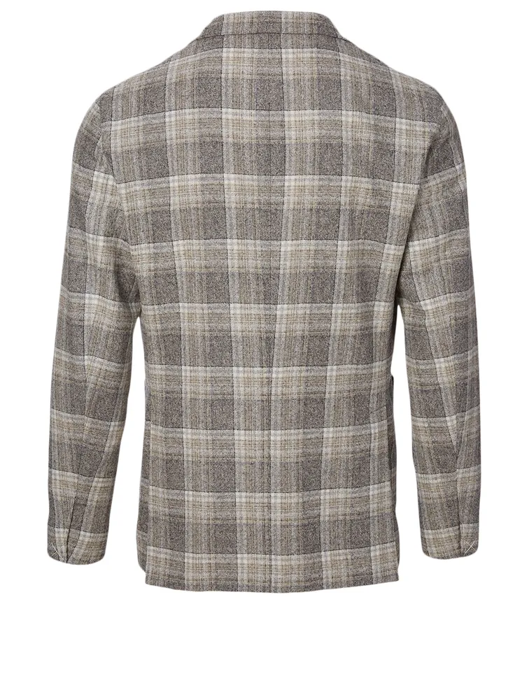 Wool-Blend Jacket Check Print