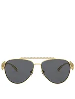 Signature Medusa Aviator Sunglasses With Crystals