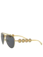 Signature Medusa Aviator Sunglasses With Crystals