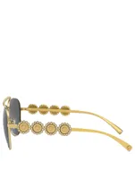 Signature Medusa Aviator Sunglasses With Crystals