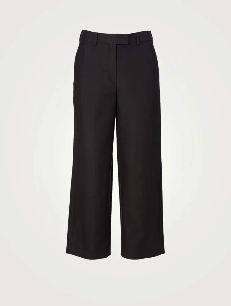 Cotton And Silk Wide Cropped Pants