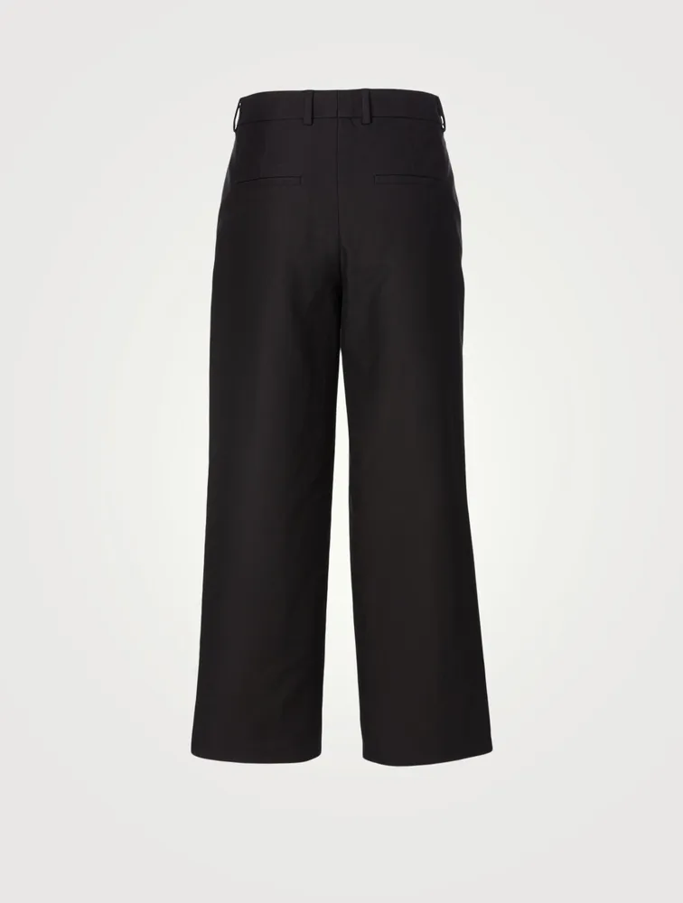 Cotton And Silk Wide Cropped Pants