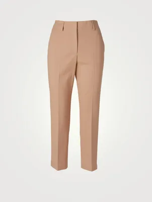 Cotton Stretch Mid-Rise Cropped Pants