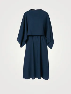 Wool Midi Dress With Cape