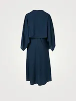 Wool Midi Dress With Cape