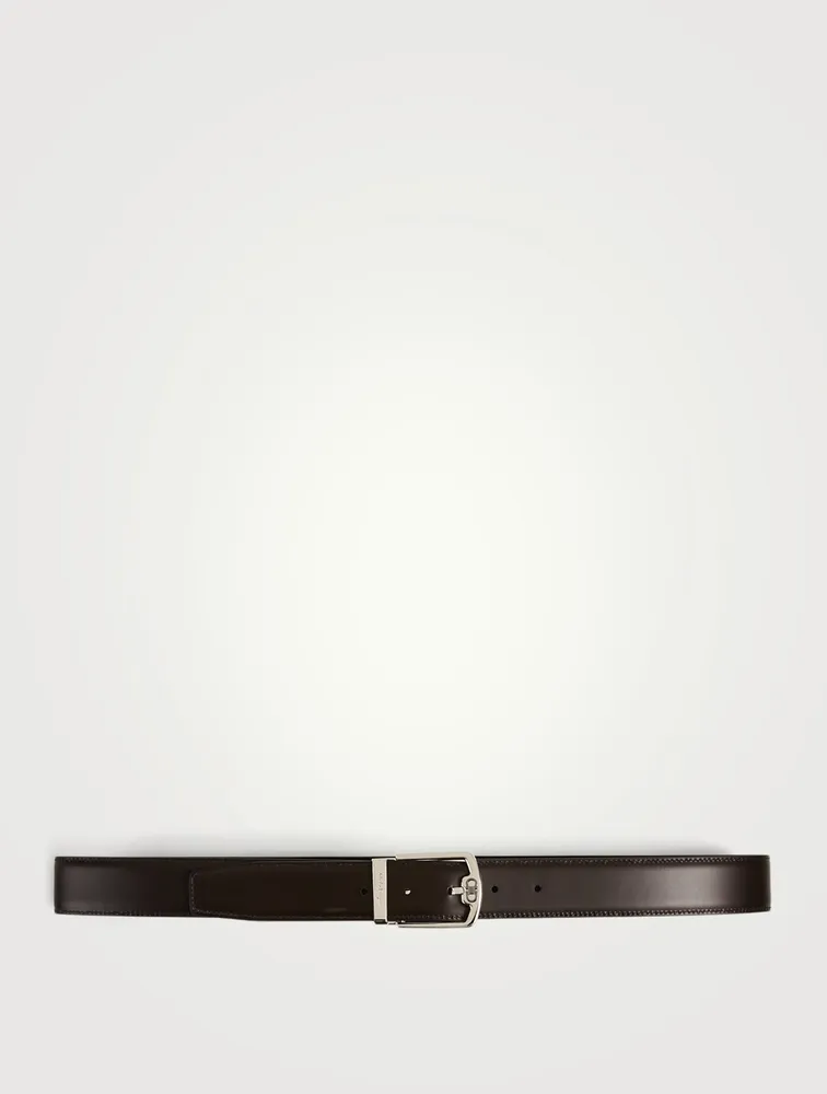 Reversible And Adjustable Leather Gancini Belt