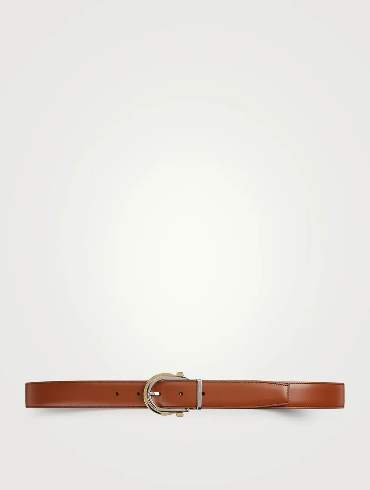 Reversible And Adjustable Leather Gancini Belt