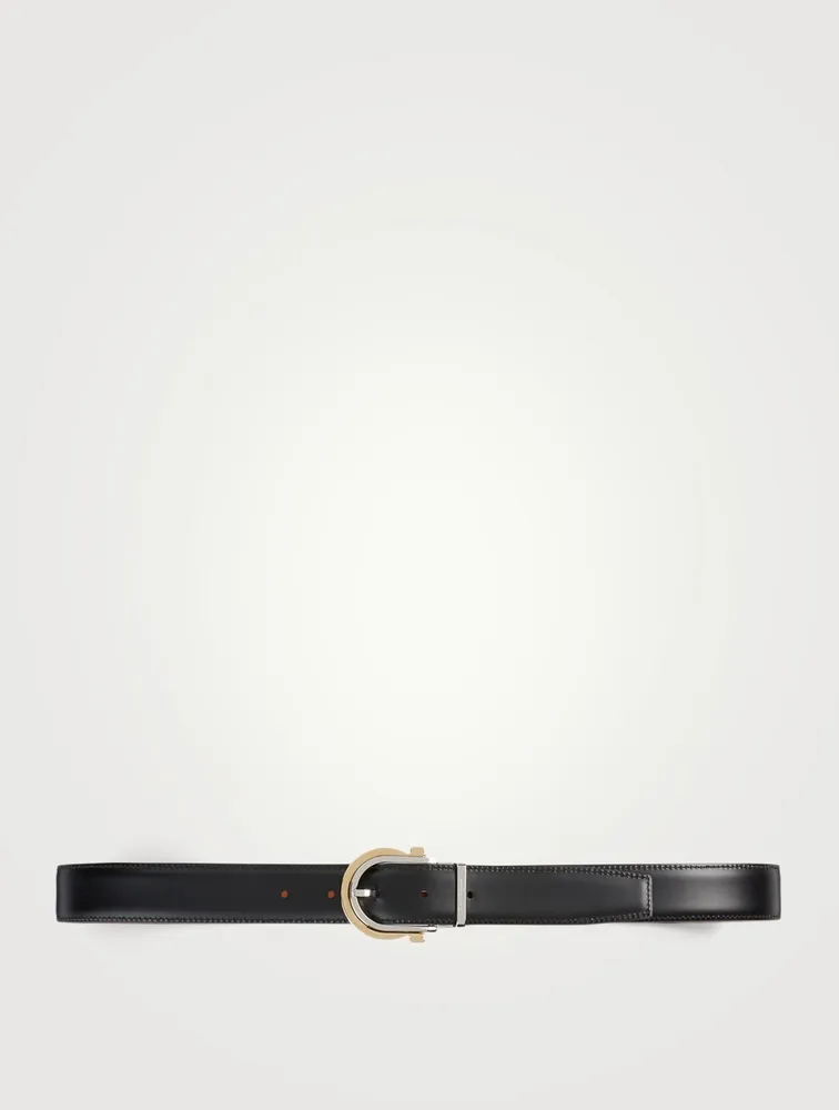 Reversible And Adjustable Leather Gancini Belt