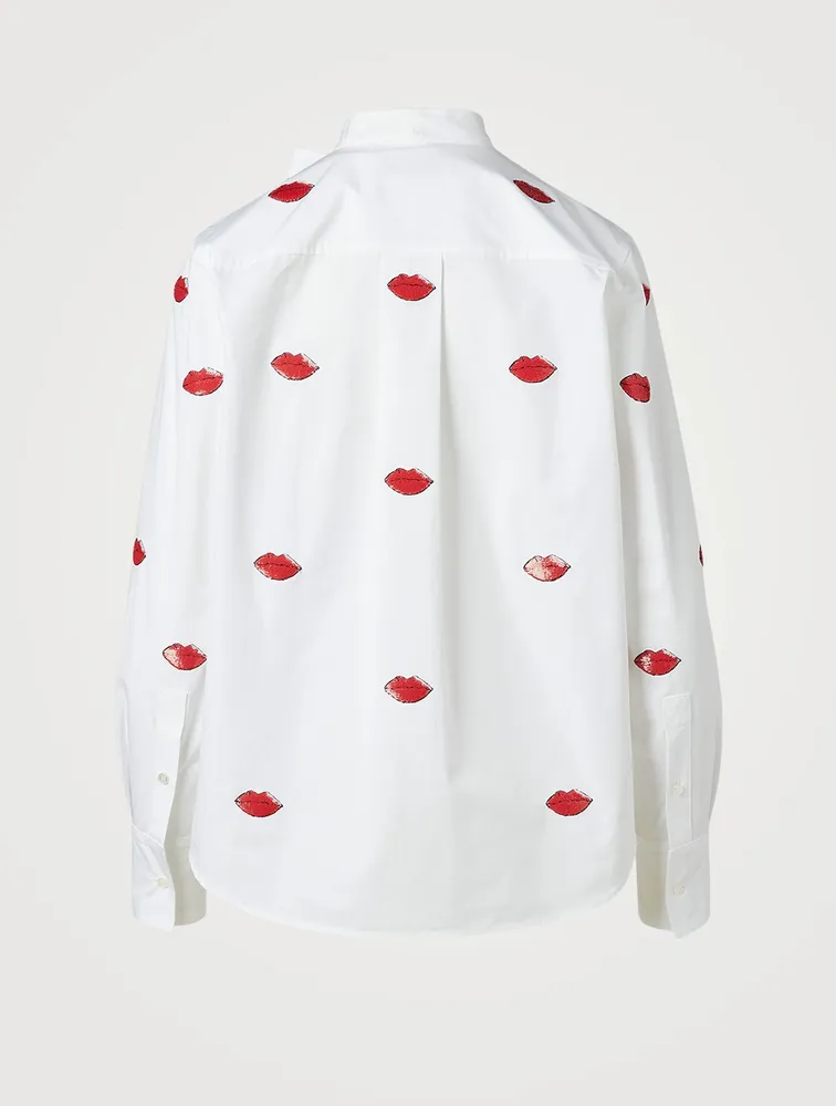 Cotton Blouse Lip Print