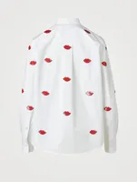 Cotton Blouse Lip Print