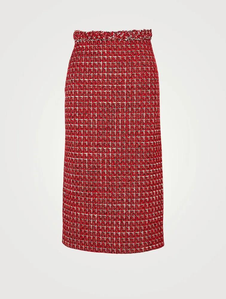 Sensation Lurex Tweed Pencil Midi Skirt