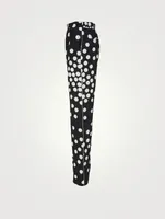 Crepe de Chine Pants With Patchy Big Dots Print