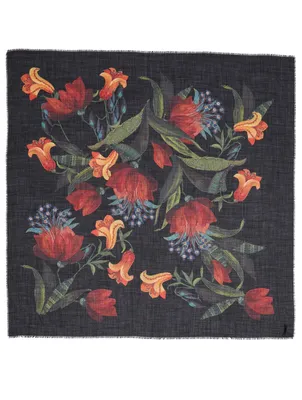 Wool And Silk Scarf With Floral Print