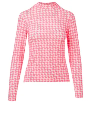 Stretch Top Houndstooth Print