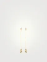 Faux Pearl VLOGO Chain Drop Earrings