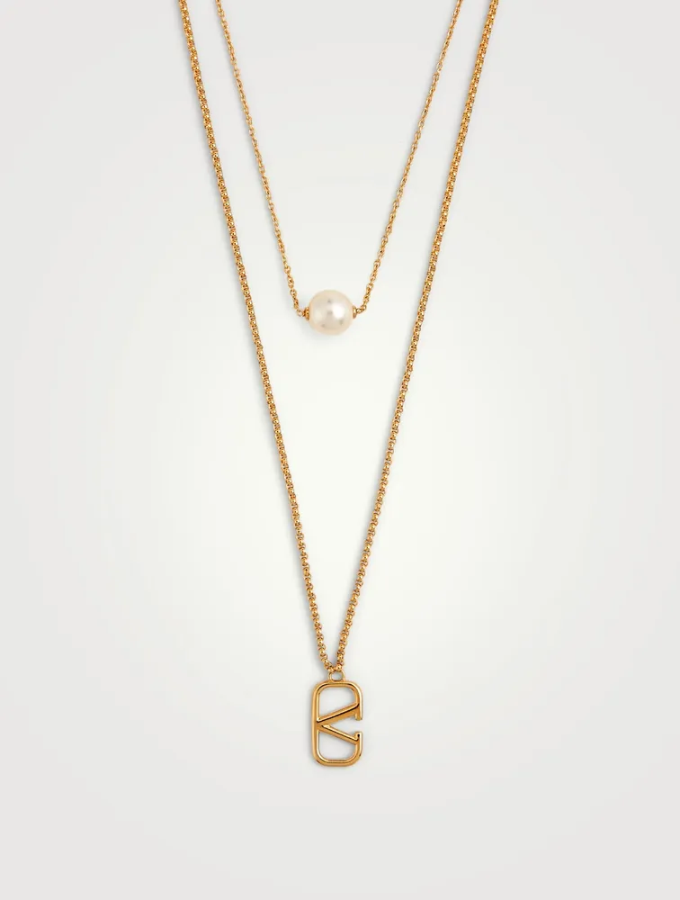 VLOGO Layered Necklace With Faux Pearl