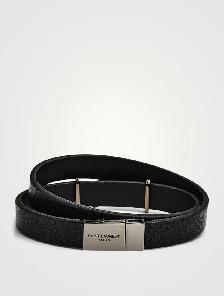 YSL Monogram Leather Double Wrap Bracelet