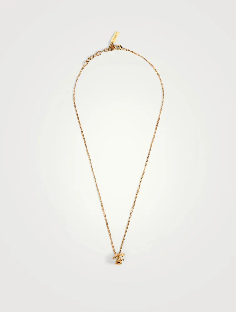 Saint Laurent Monogram Twist Pendant Necklace - Gold