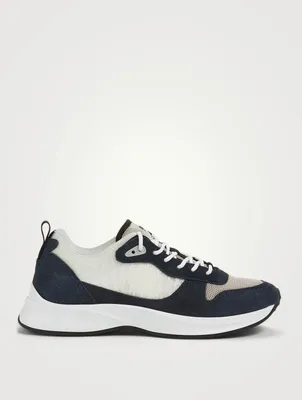 B25 Dior Oblique Canvas And Suede Runner Sneakers