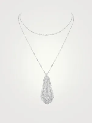 Plume De Paon White Gold Layered Pendant Necklace With Diamonds