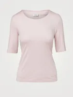 Cotton T-Shirt With Elbow-Sleeves