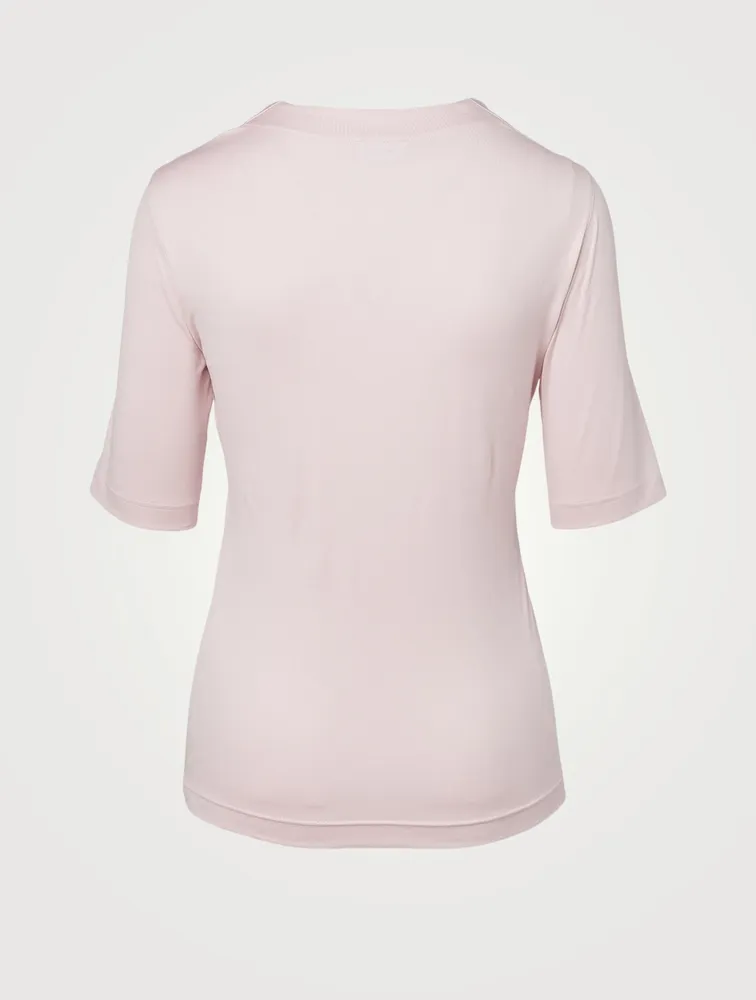 Cotton T-Shirt With Elbow-Sleeves