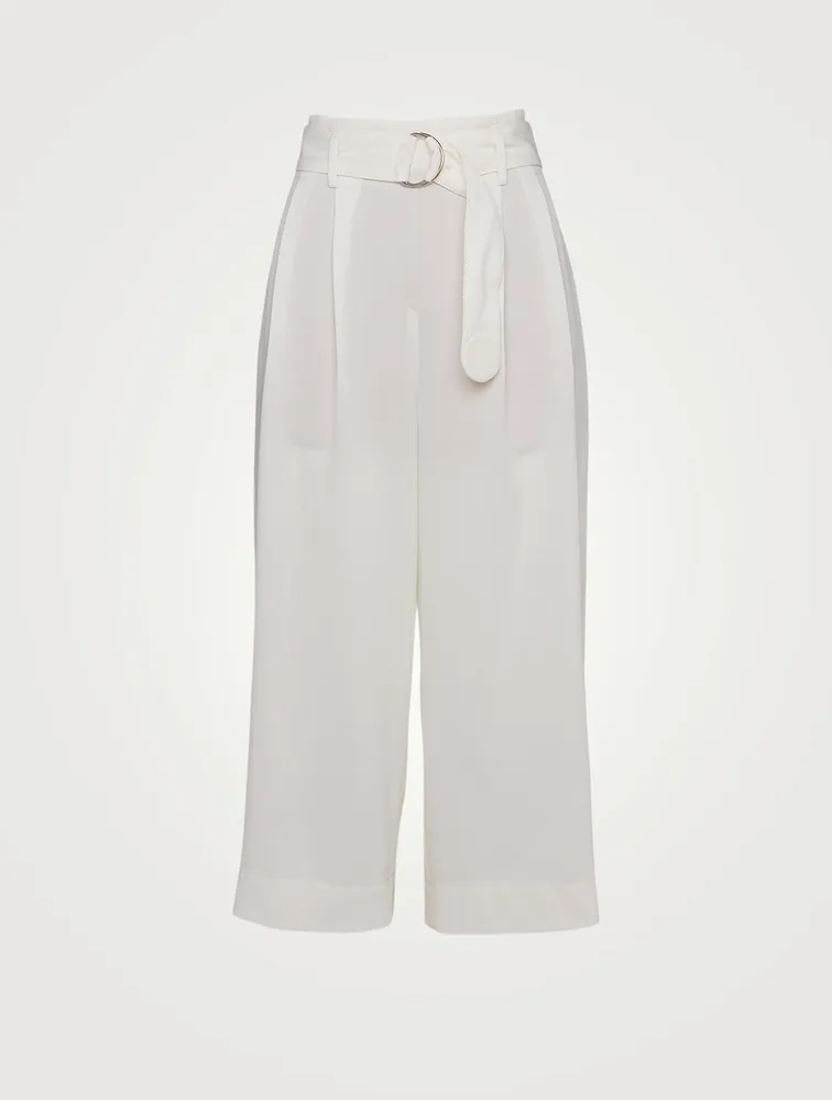 Wool Culotte Pants With Belt