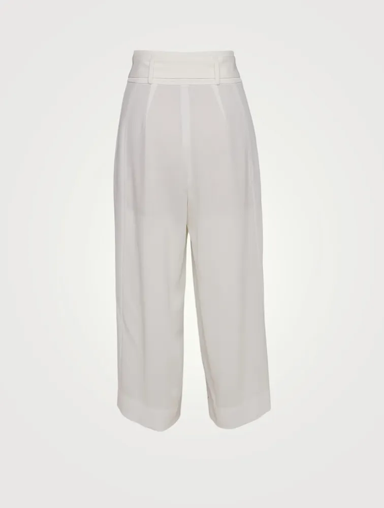 Wool Culotte Pants With Belt