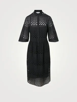 Cotton Midi Dress With Eyelet Embroidery