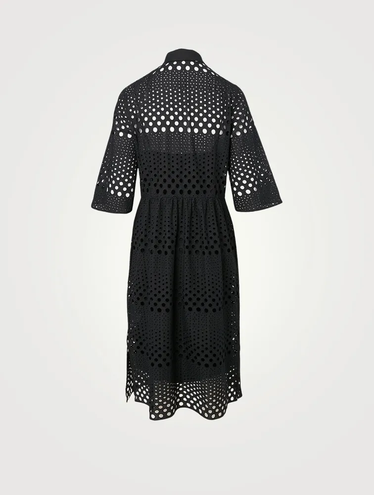 Cotton Midi Dress With Eyelet Embroidery