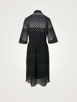 Cotton Midi Dress With Eyelet Embroidery