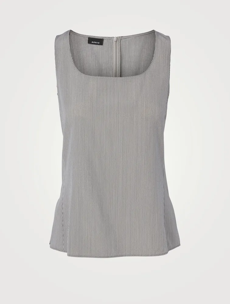 Silk Crêpe Top Striped Print