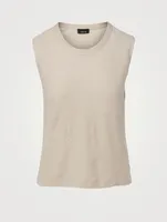 Linen-Blend Lurex Sleeveless Top