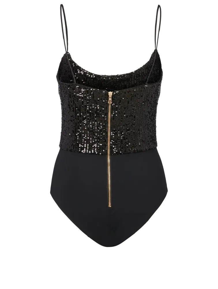 Sequinned Sleeveless Bodysuit