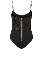 Sequinned Sleeveless Bodysuit