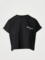 Cropped T-Shirt With Flocked Logo