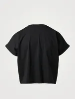Cropped T-Shirt With Flocked Logo