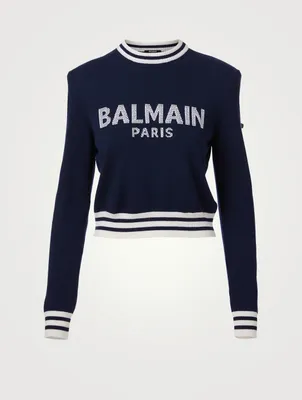 Wool And Cashmere Cropped Sweater With Logo