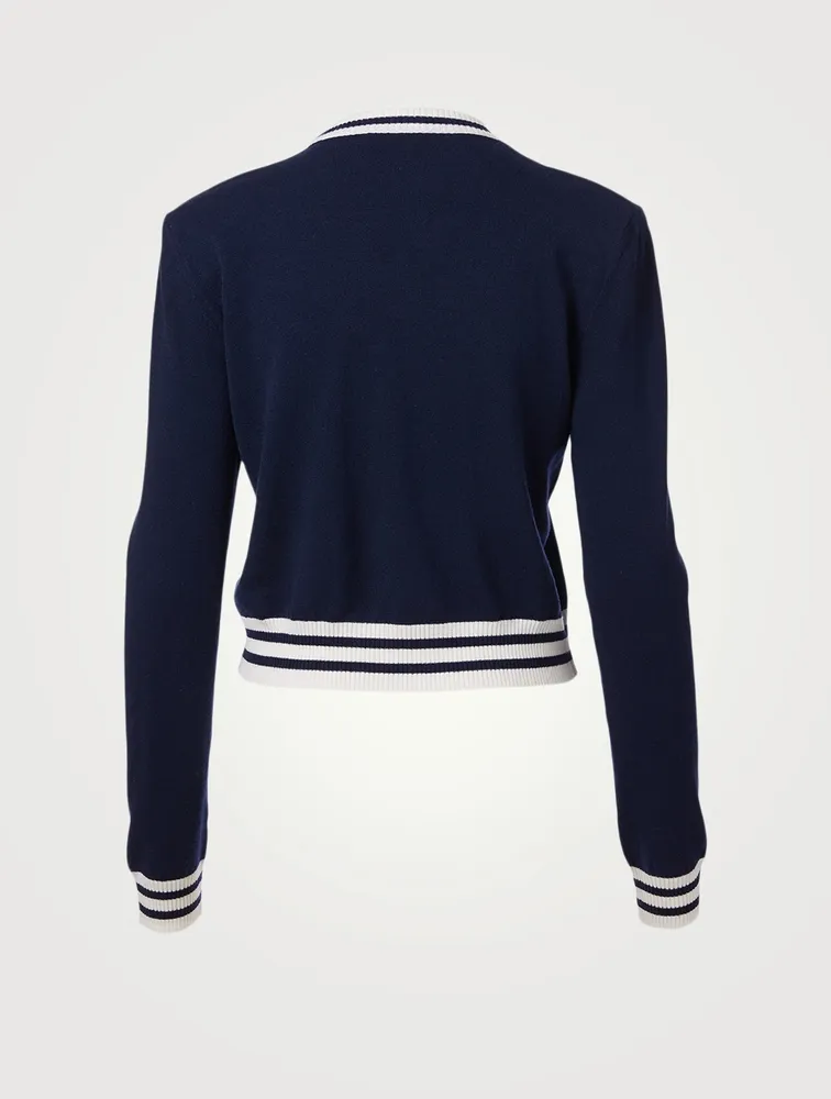 Wool And Cashmere Cropped Sweater With Logo