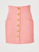 High-Waisted Tweed Mini Skirt