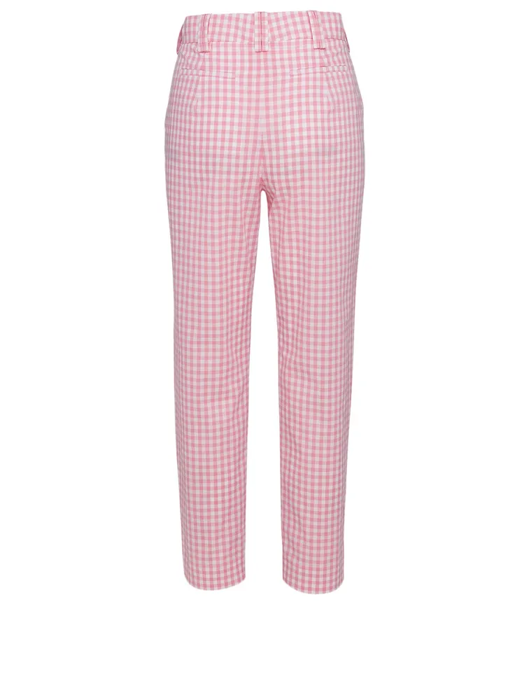 Cotton Tapered Pants Gingham Print