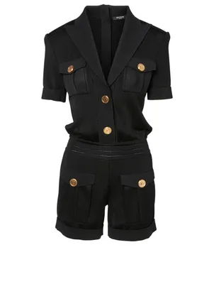 Peak-Lapel Short Jumpsuit